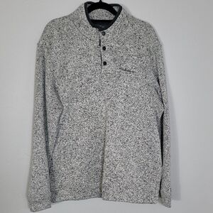 Eddie Bauer Radiator Fleece Pullover Size L Gray Marled 1/4 Snap Hiking Outdoor